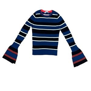 Zara navy with black and white stripes long sleeve sweater